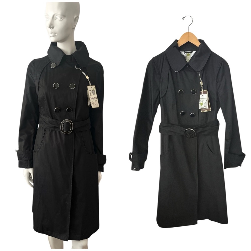 Soia and Kyo Black Cotton Trench Coat